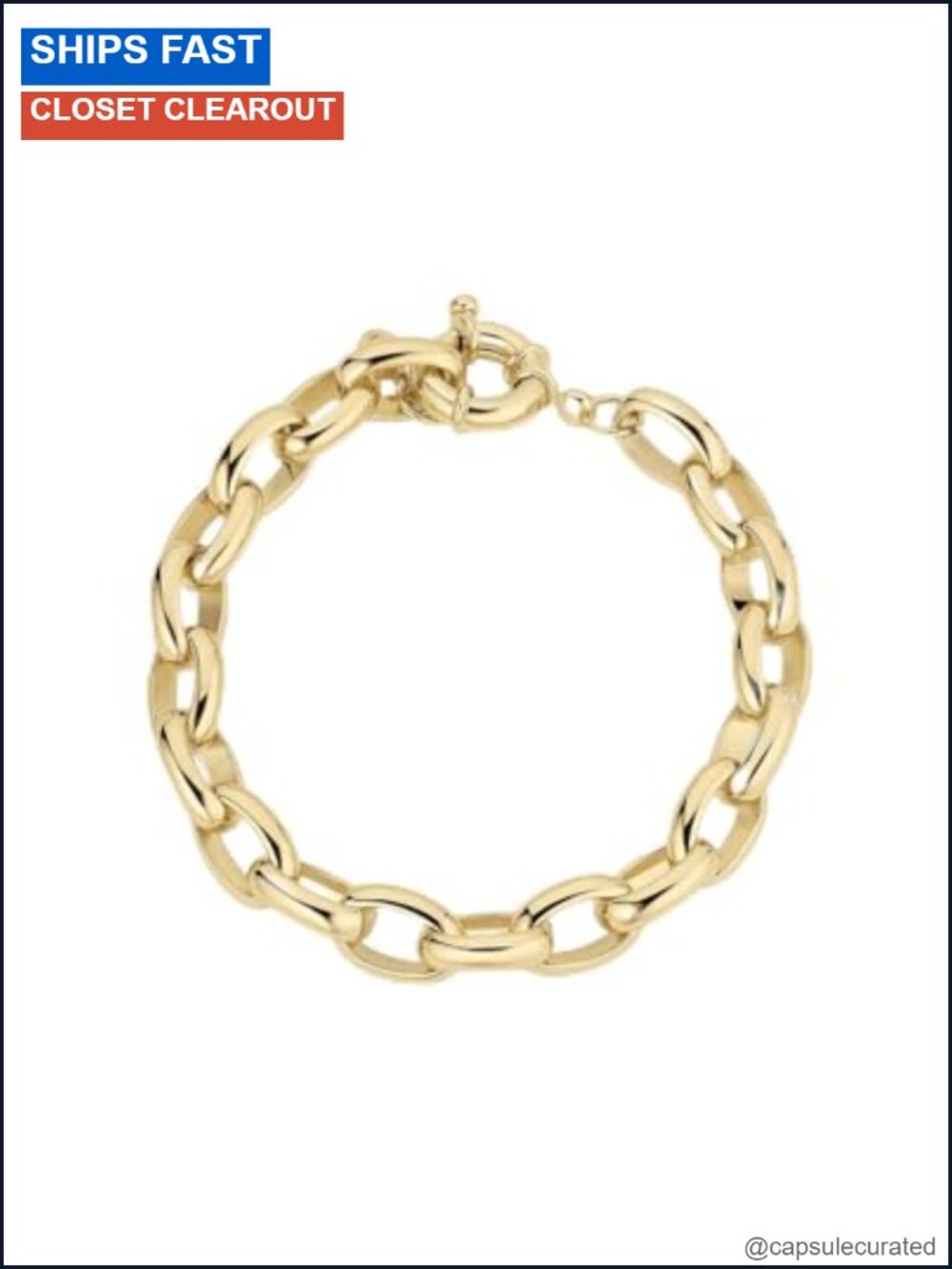 18k Gold Plated Statement Chain Bracelet for Women - Bold Link Design